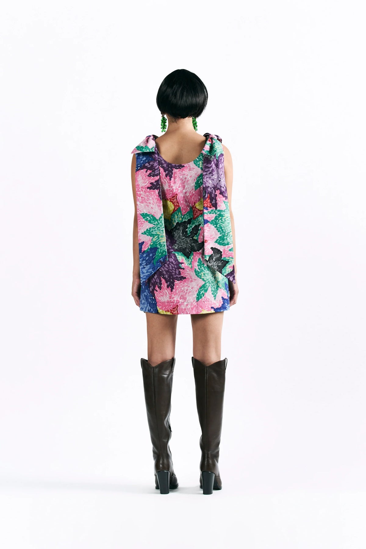 Mosaic Peonies Mini Dress