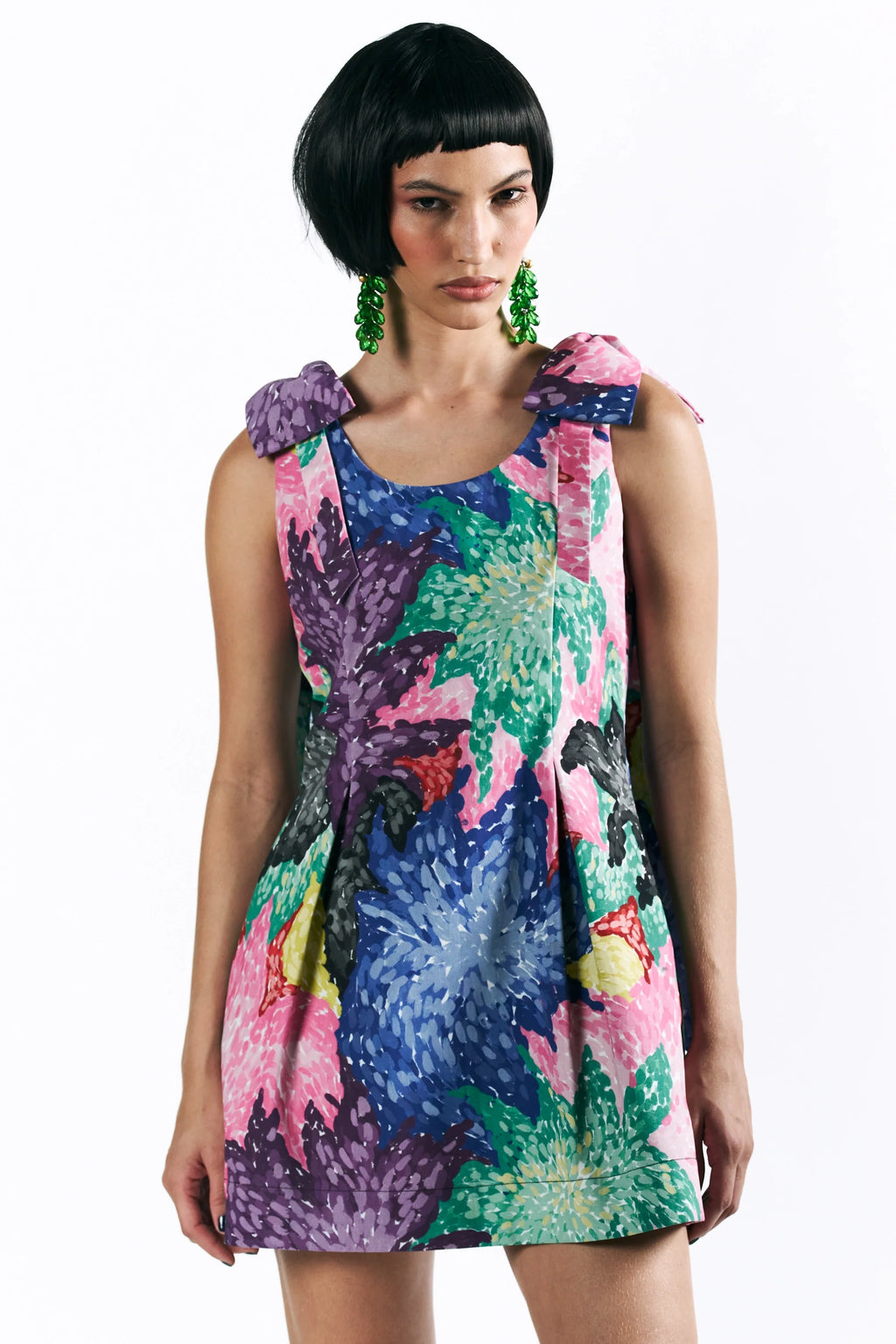 Mosaic Peonies Mini Dress
