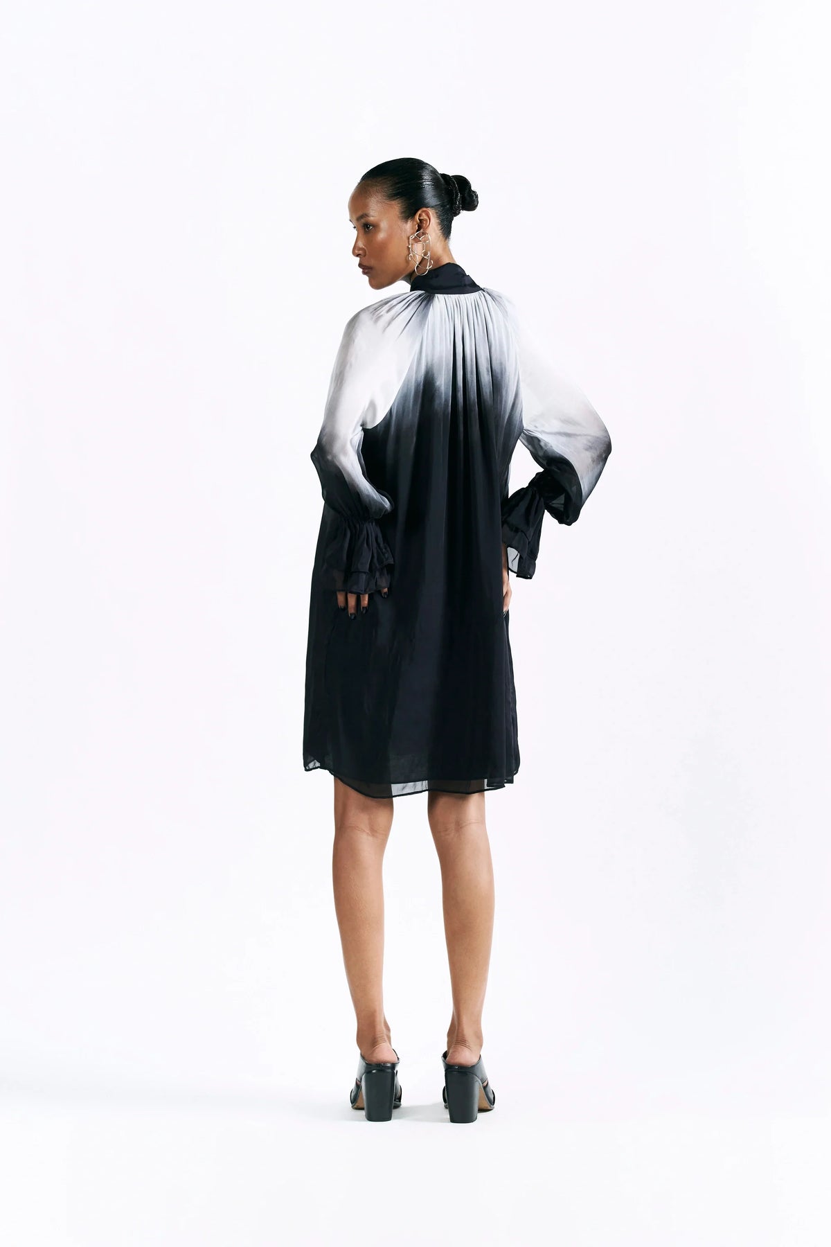 Charcoal Scarf Neck Dress
