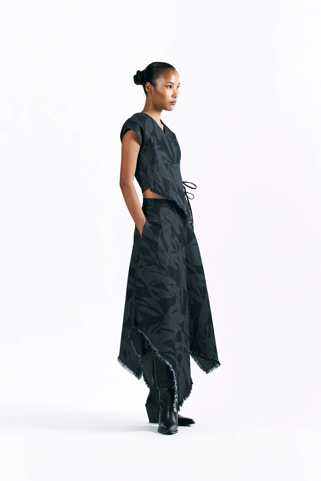 Etched Blossom Wrap Top