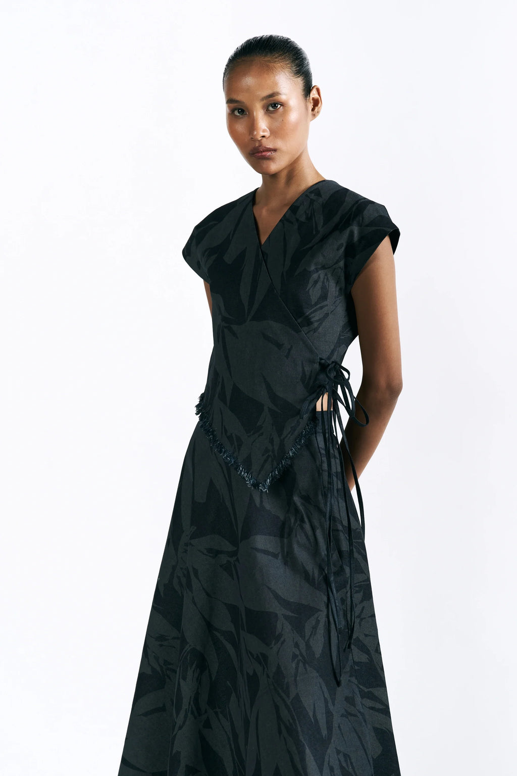 Etched Blossom Wrap Top
