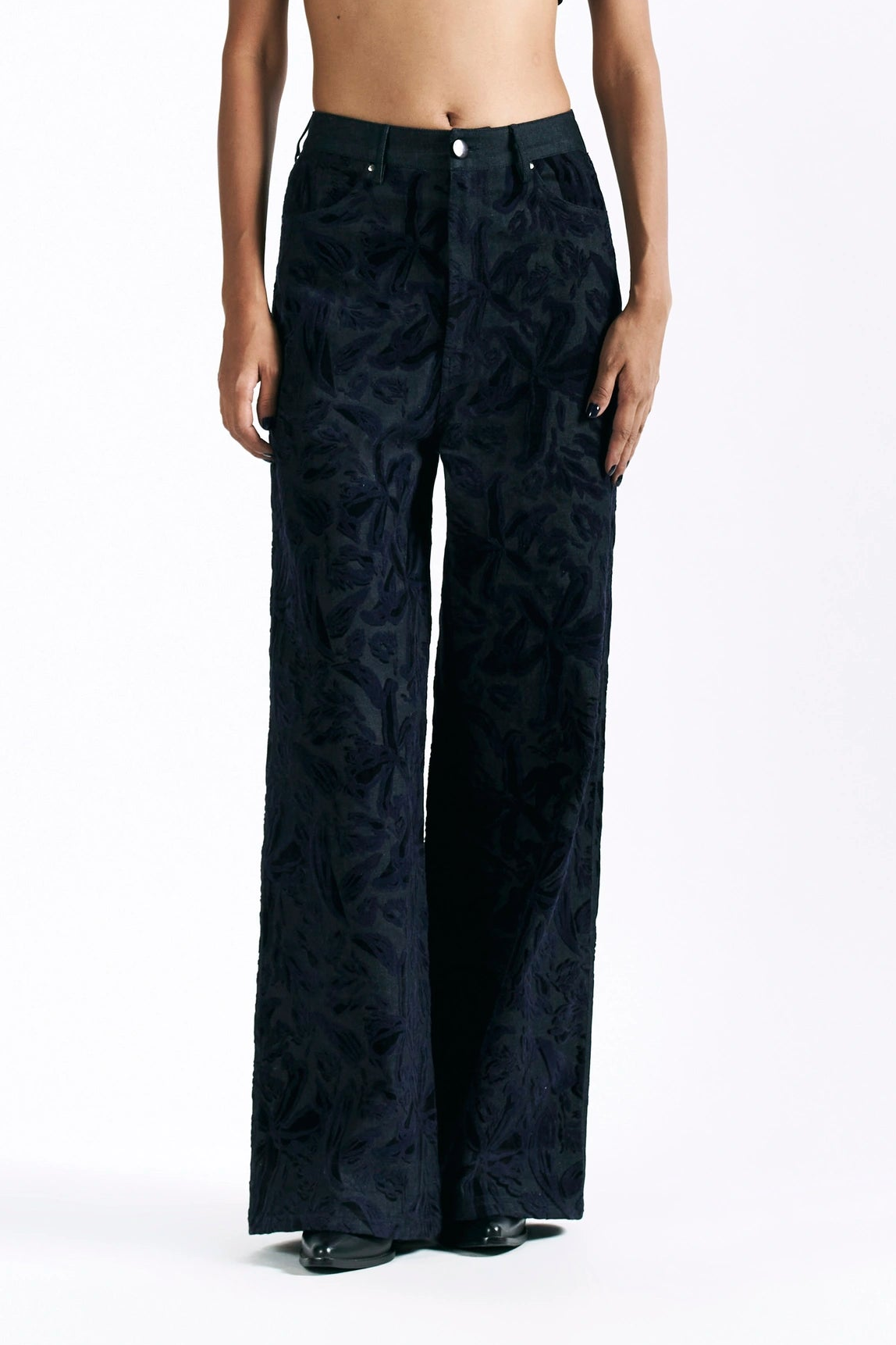 Velvet Blossom Straight Trousers — Pocketful of Cherrie, The Curated Collective