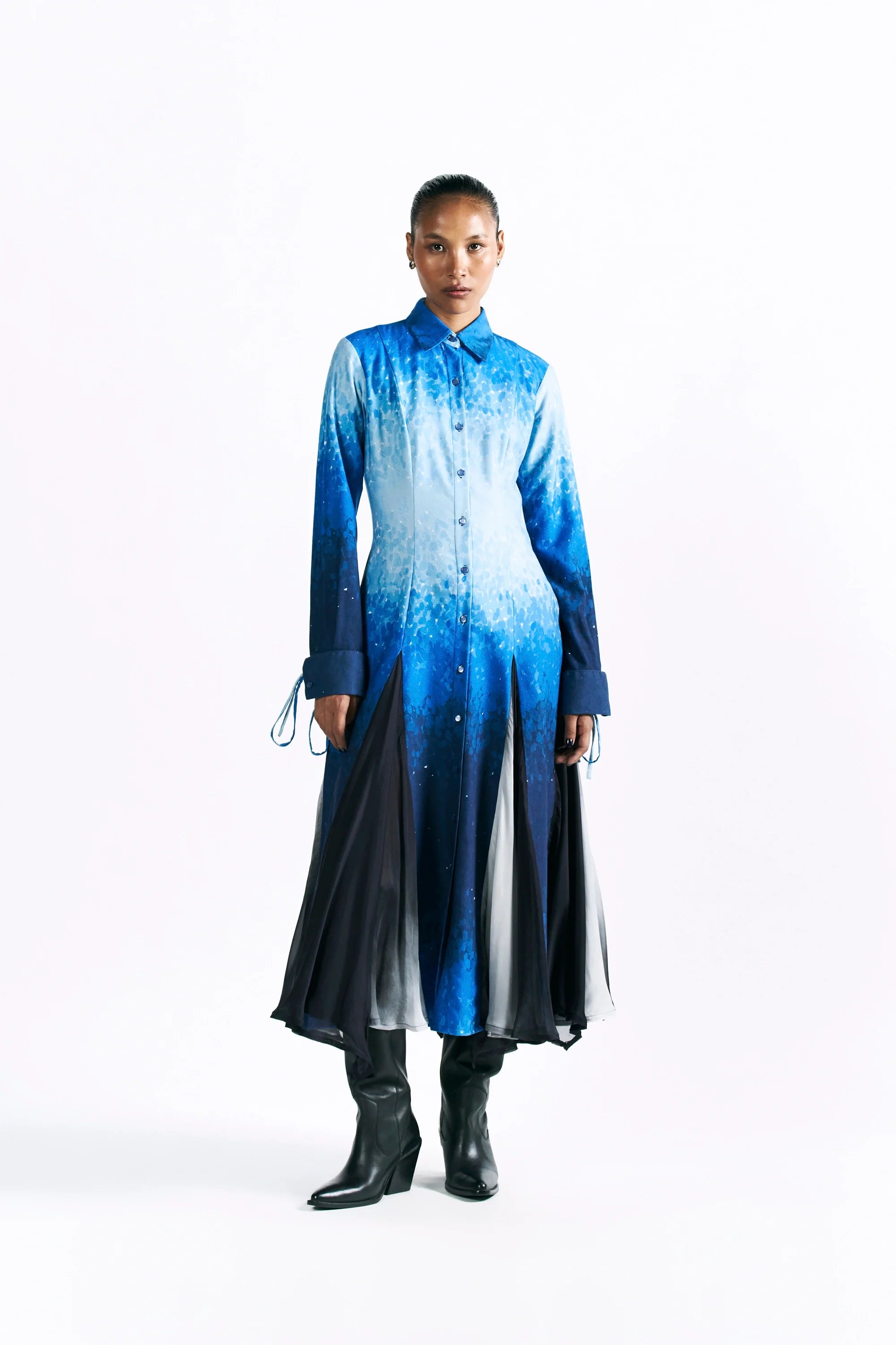 Mosaic Cobalt Midi Shirt Dress