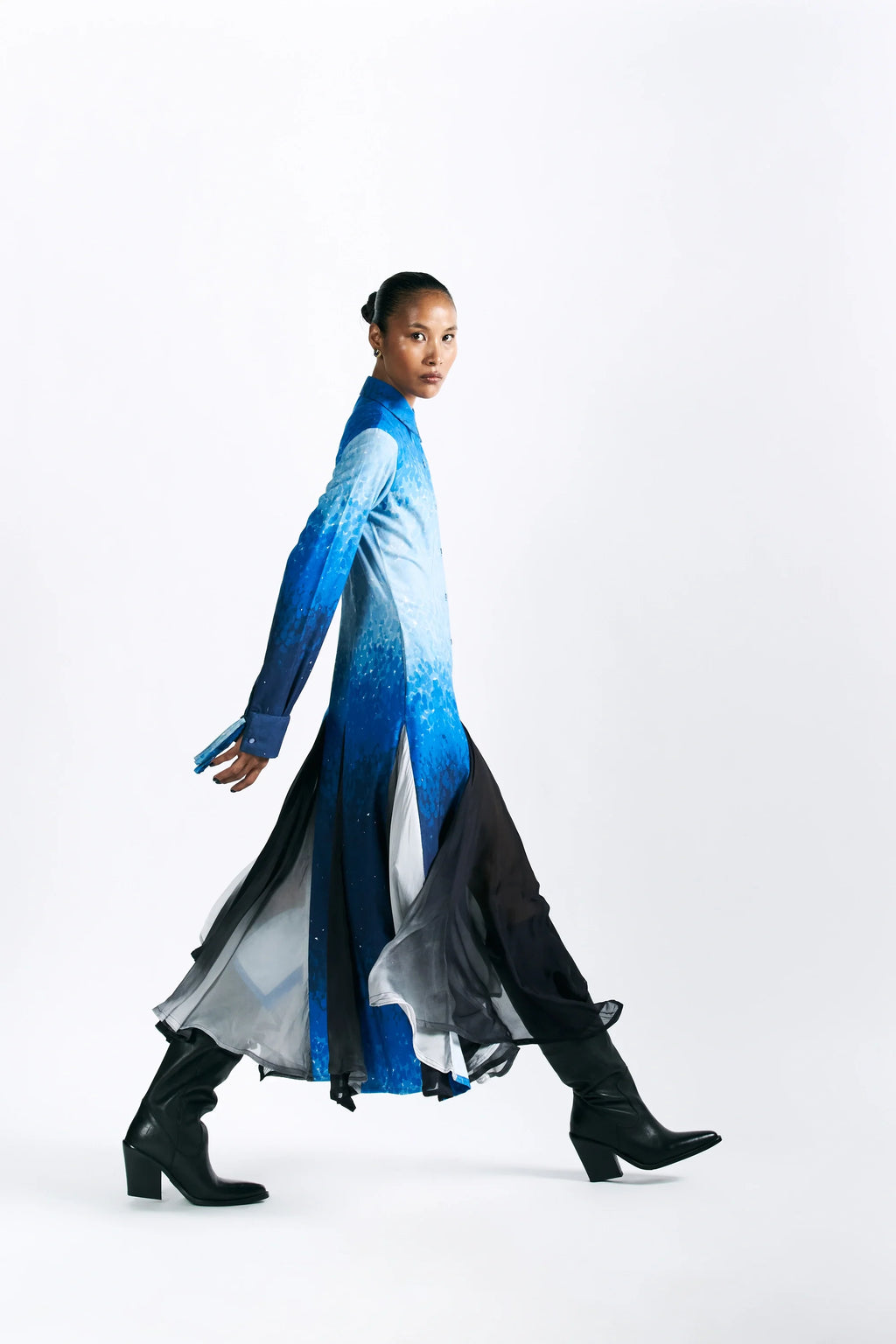 Mosaic Cobalt Midi Shirt Dress