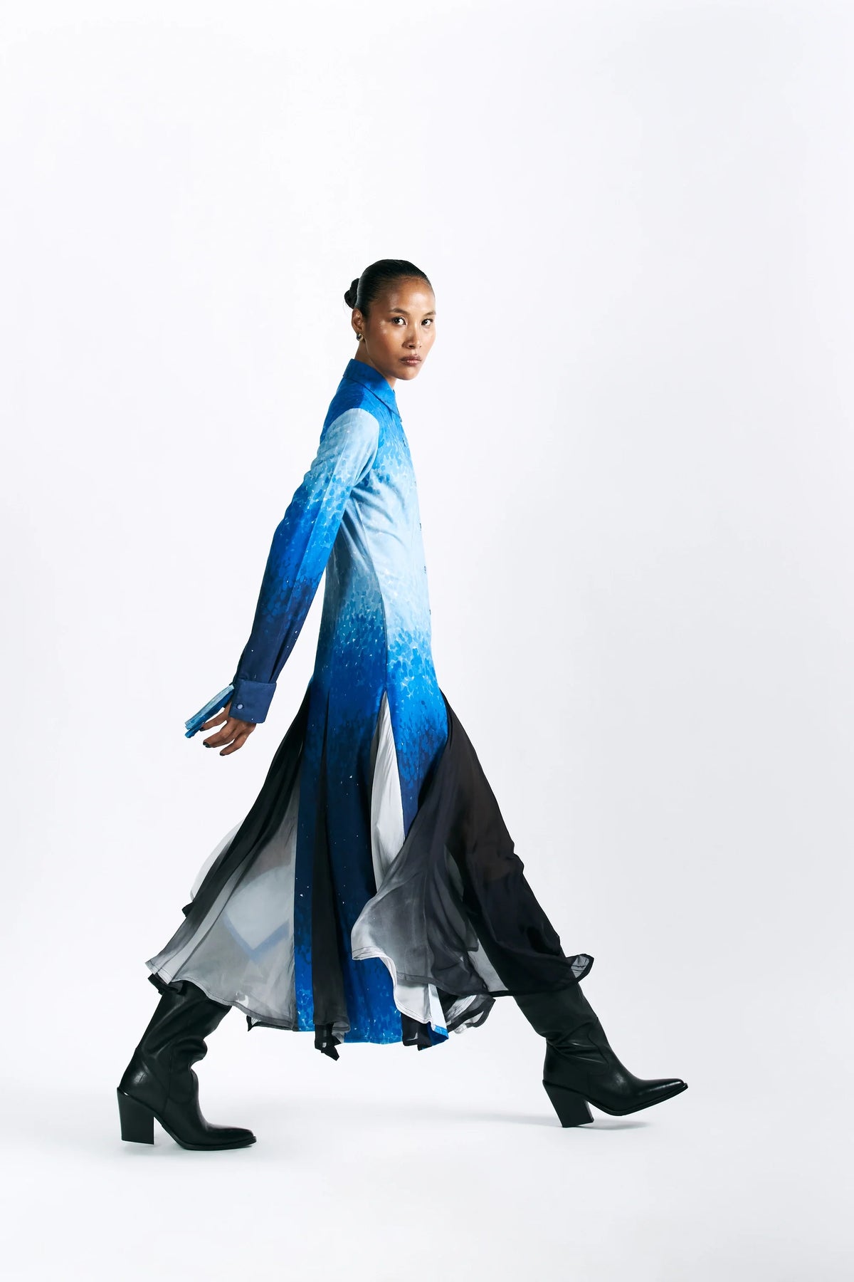 Mosaic Cobalt Midi Shirt Dress