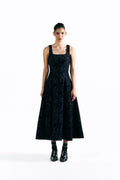 Velvet Blossom Midi Dress