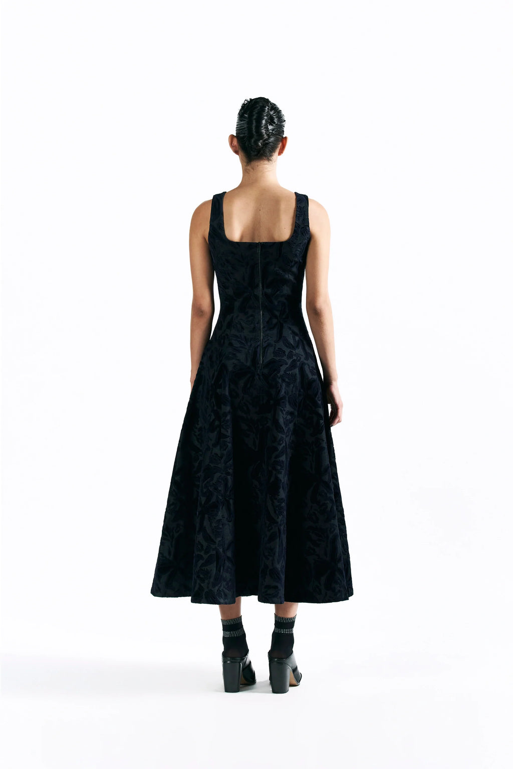 Velvet Blossom Midi Dress