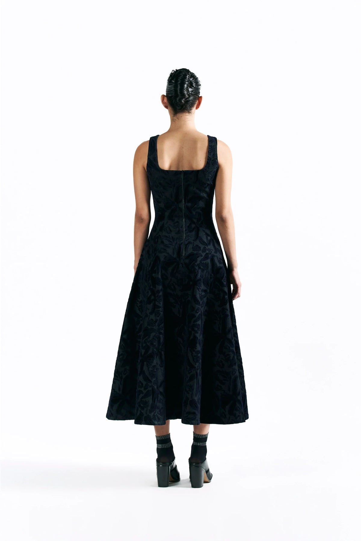 Velvet Blossom Midi Dress