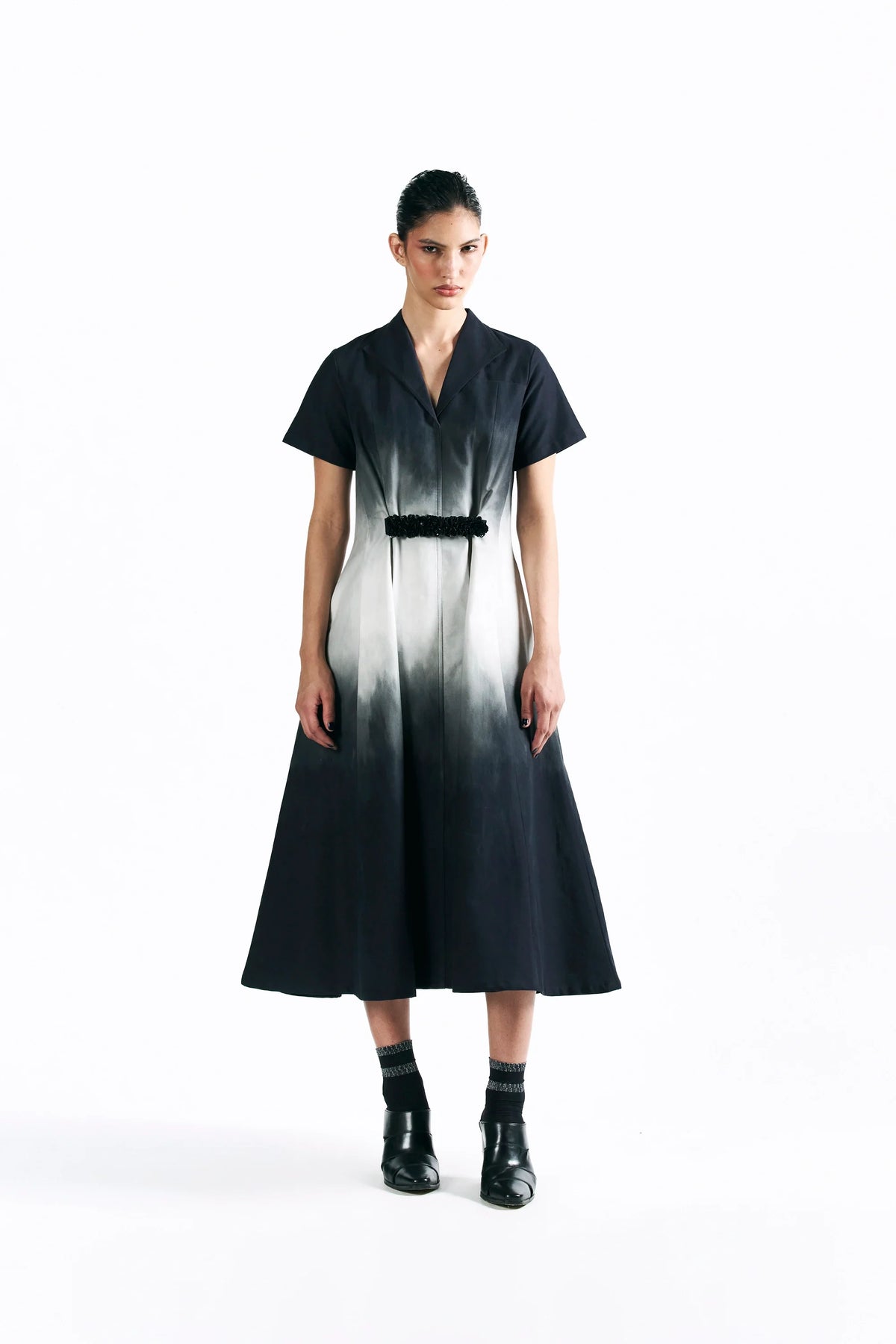 Midnight Wash Belted Midi Dress — Pocketful of Cherrie, The Curated Collective