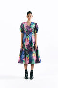 Mosaic Peonies Midi Dress
