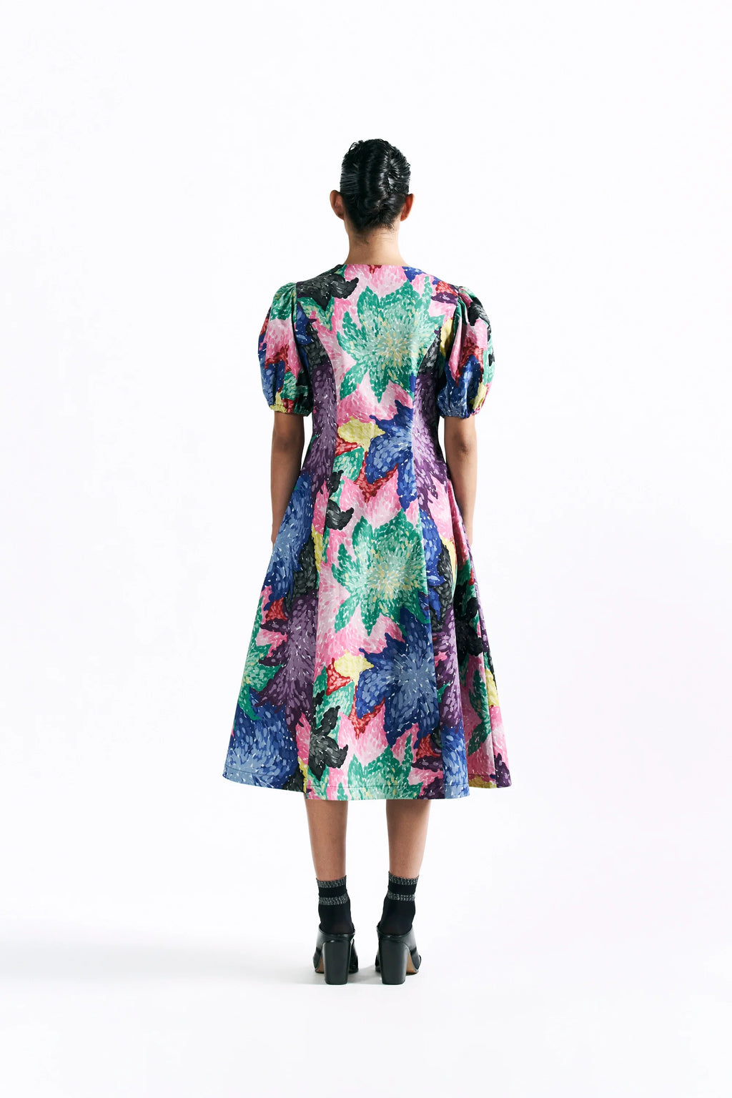Mosaic Peonies Midi Dress