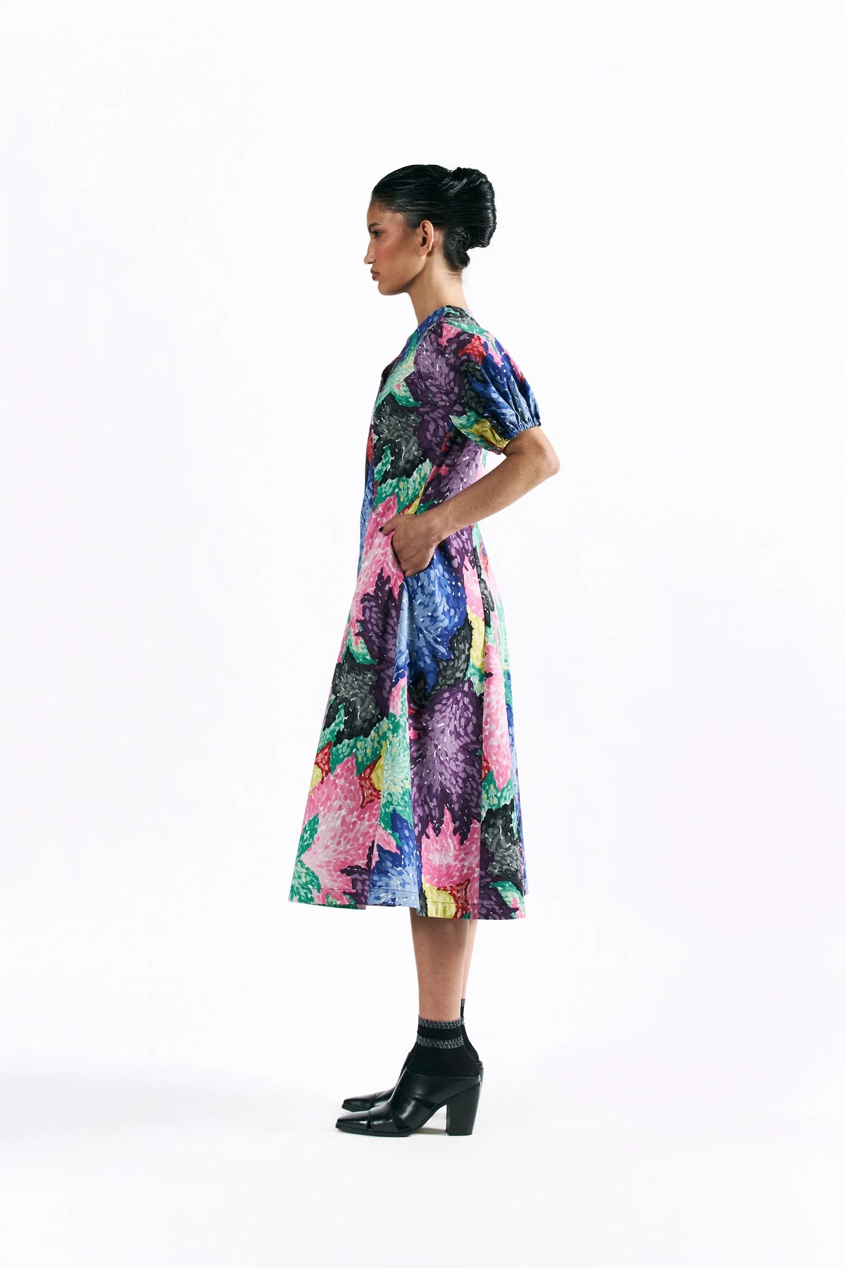 Mosaic Peonies Midi Dress