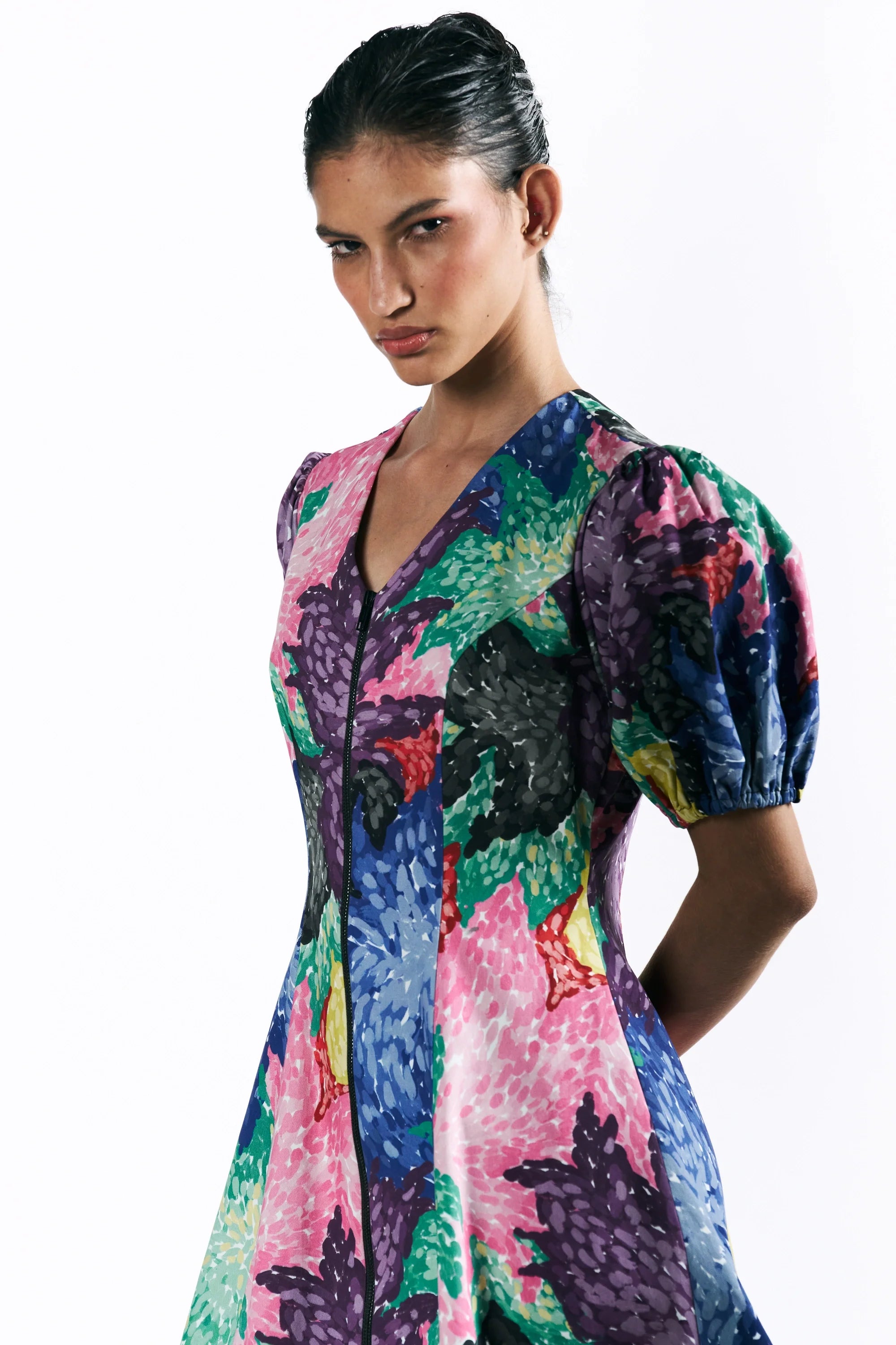 Mosaic Peonies Midi Dress