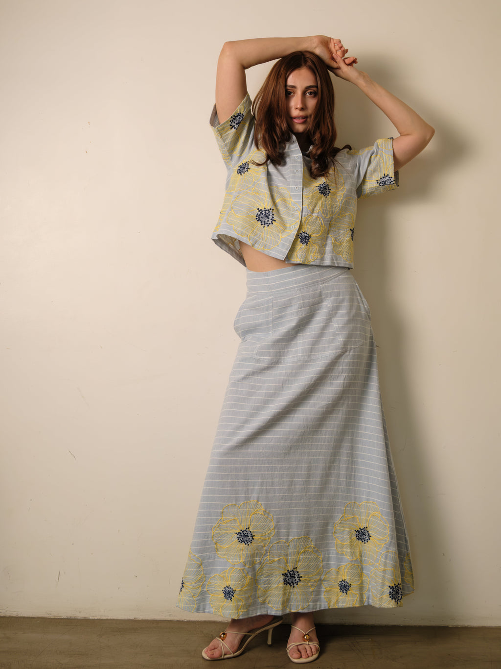 Azure Bloom Embroidered Set