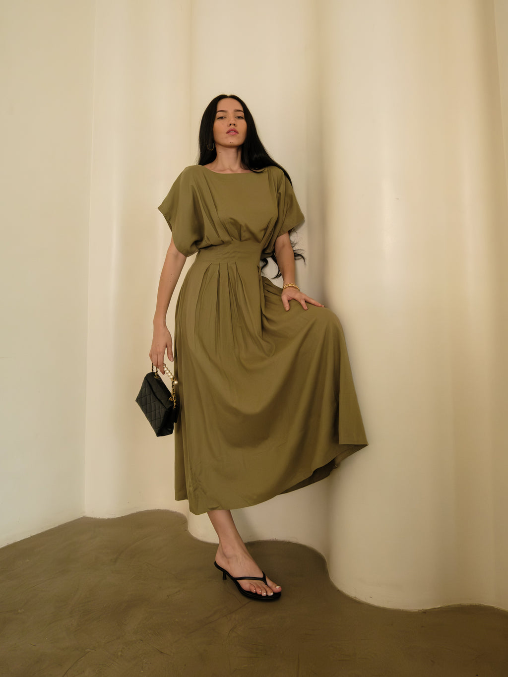 Olive Gardens Pleated Dress