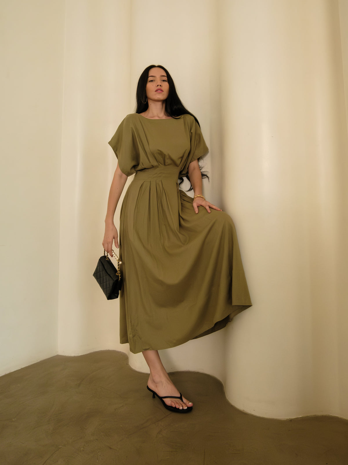 Olive Gardens Pleated Dress