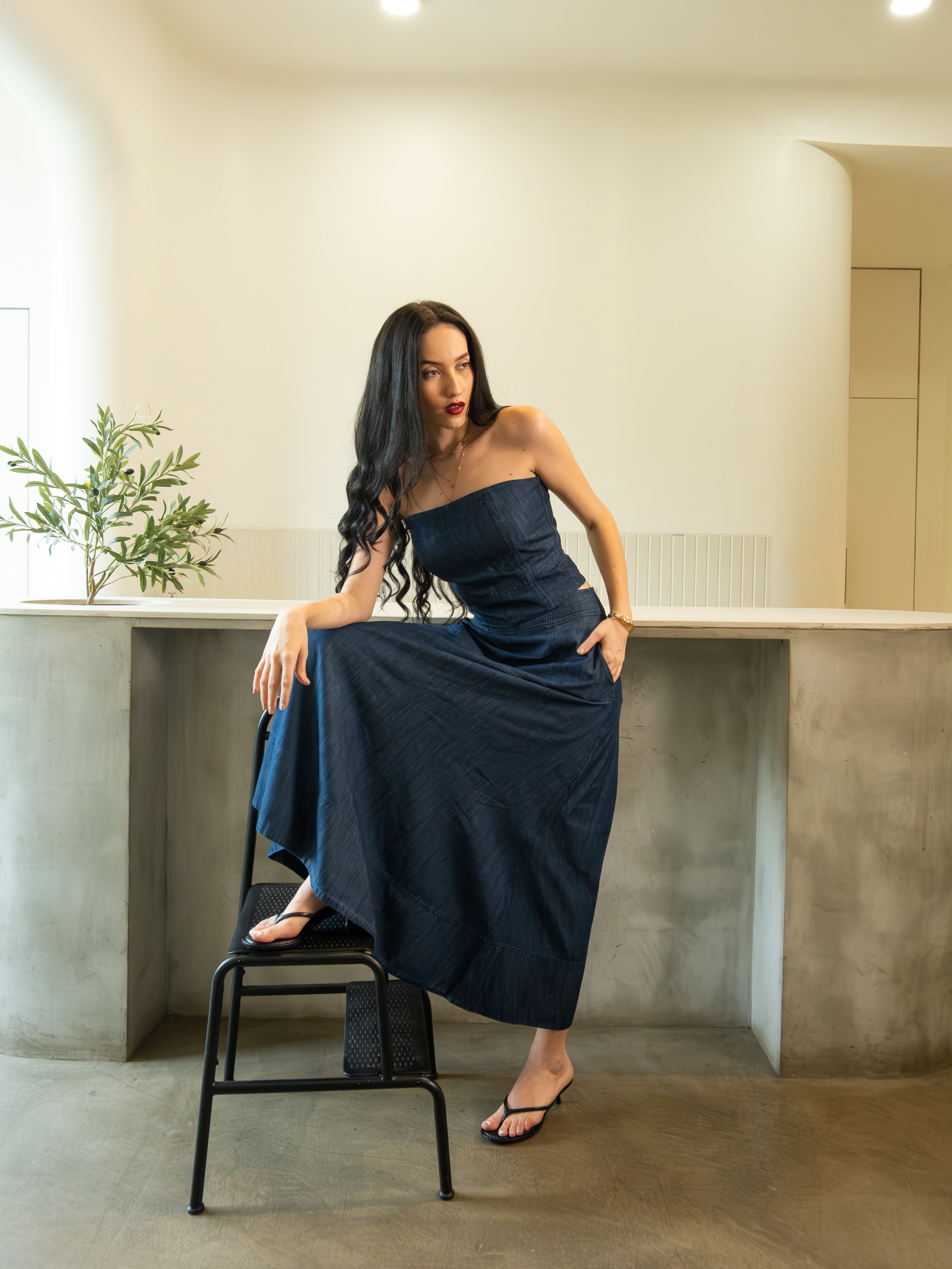 Indigo Denim Corset & Skirt Co-ord set