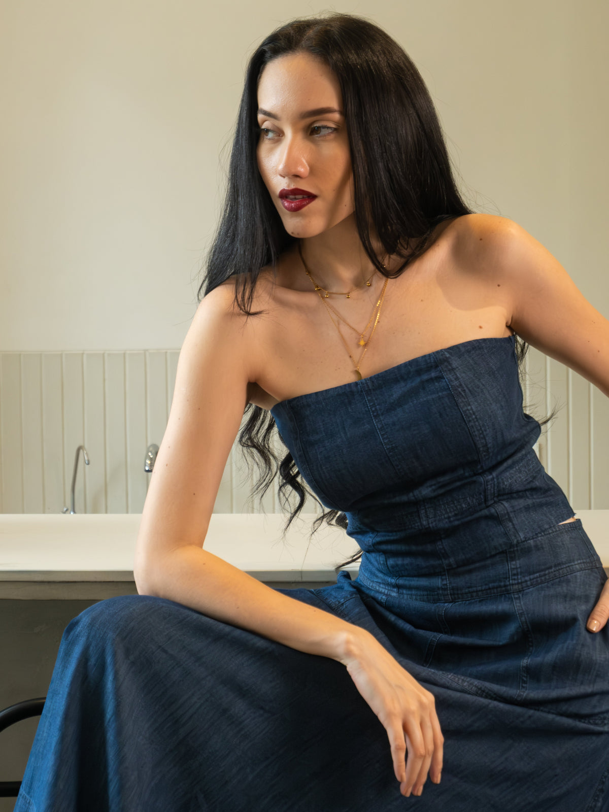 Indigo Denim Corset & Skirt Co-ord set
