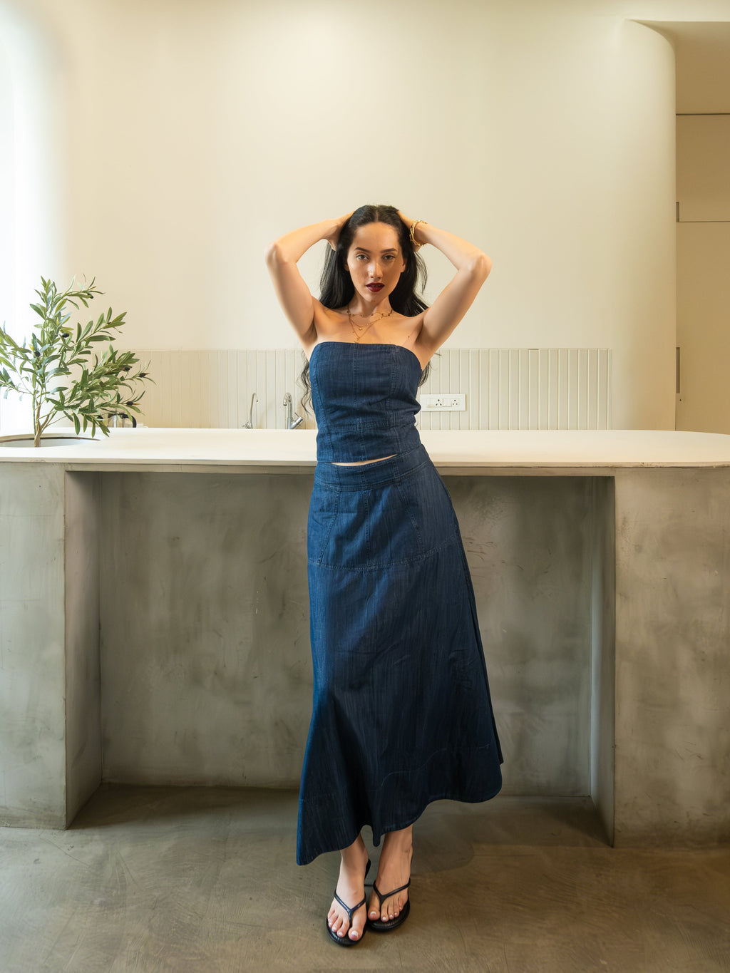 Indigo Denim Corset & Skirt Co-ord set