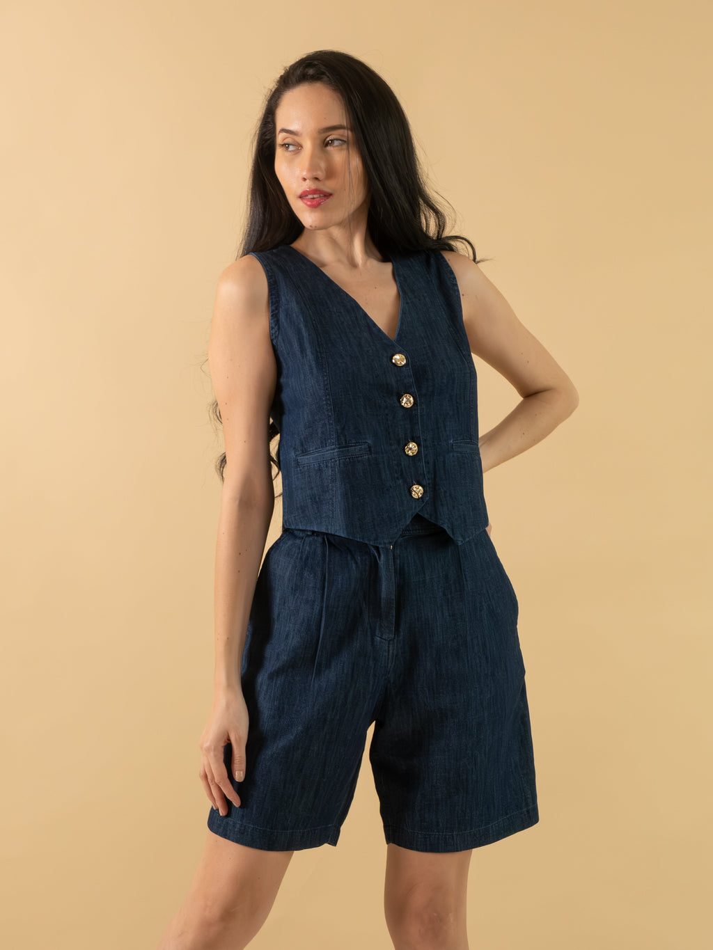 Indigo Vest & Shorts Set