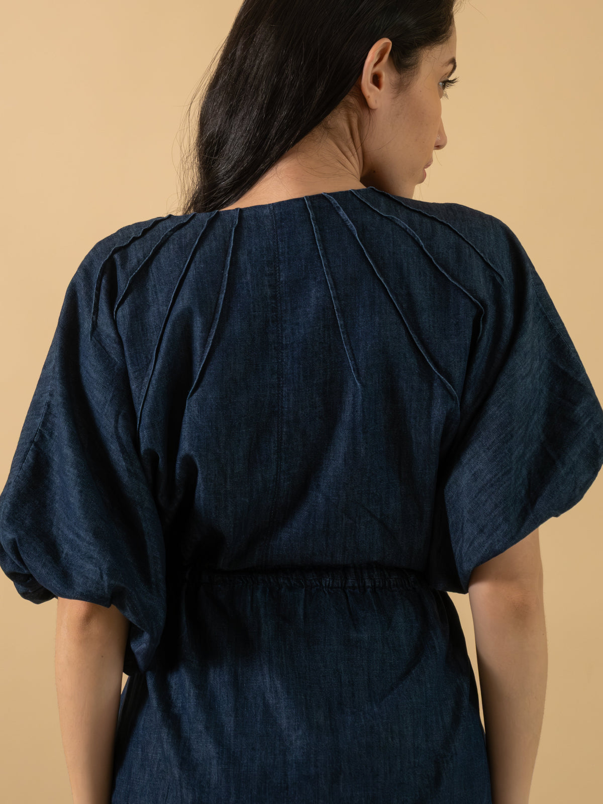 Indigo Pleated Top & Skirt Co-ord set