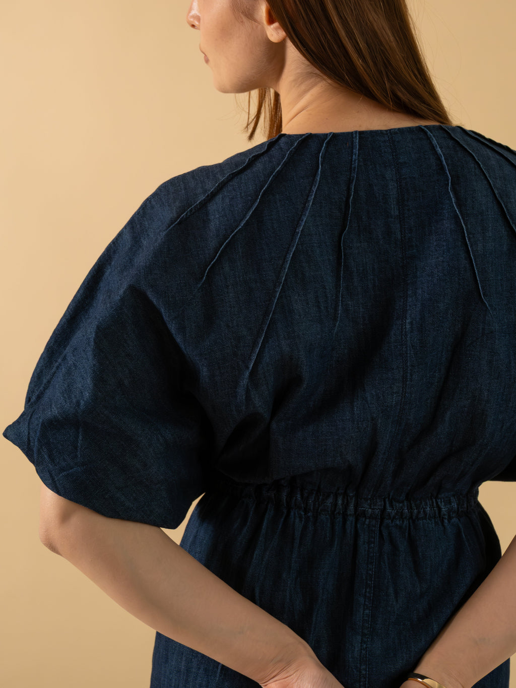 Denim Pleated Midi Dress