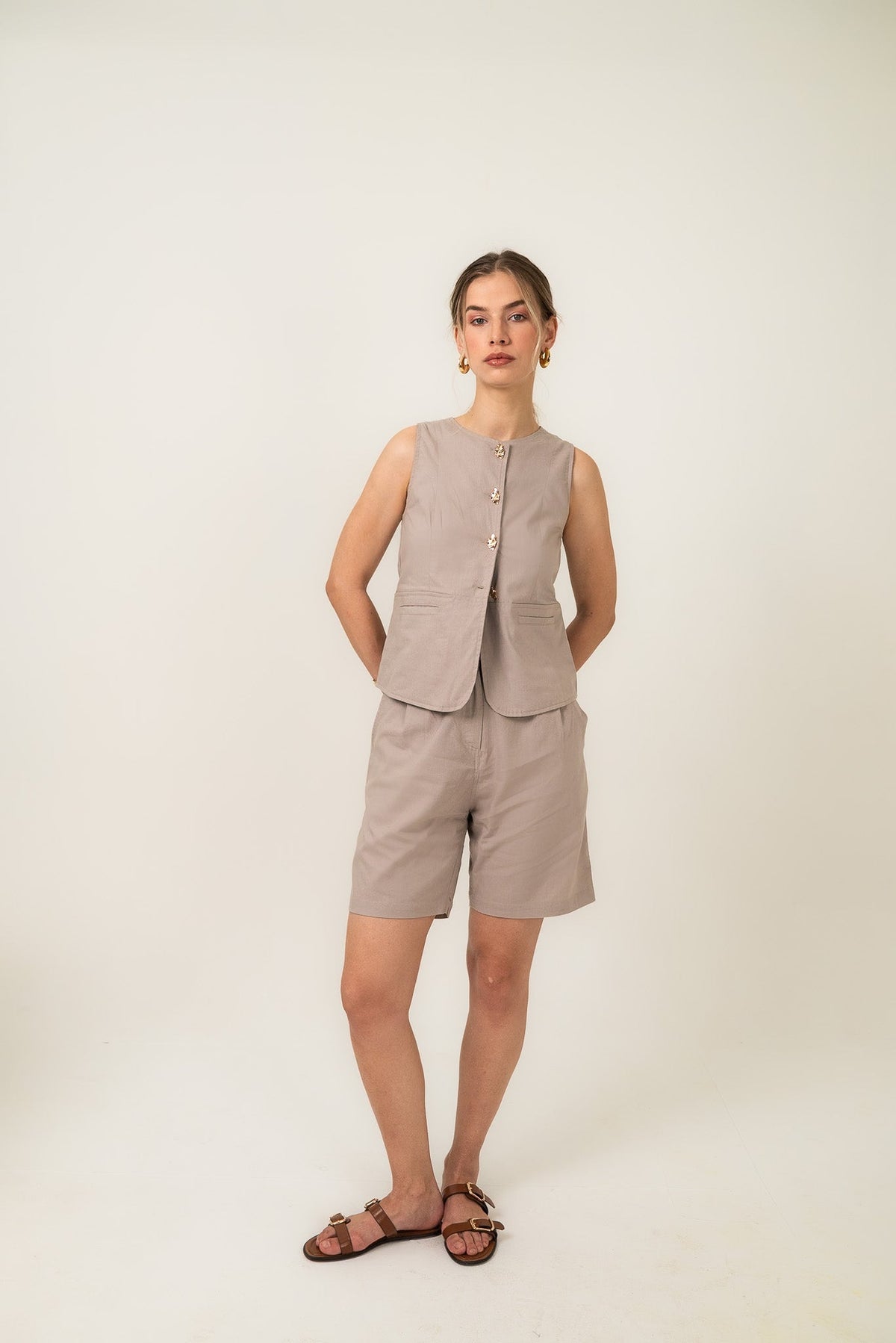 Taupe Atelier Vest Set