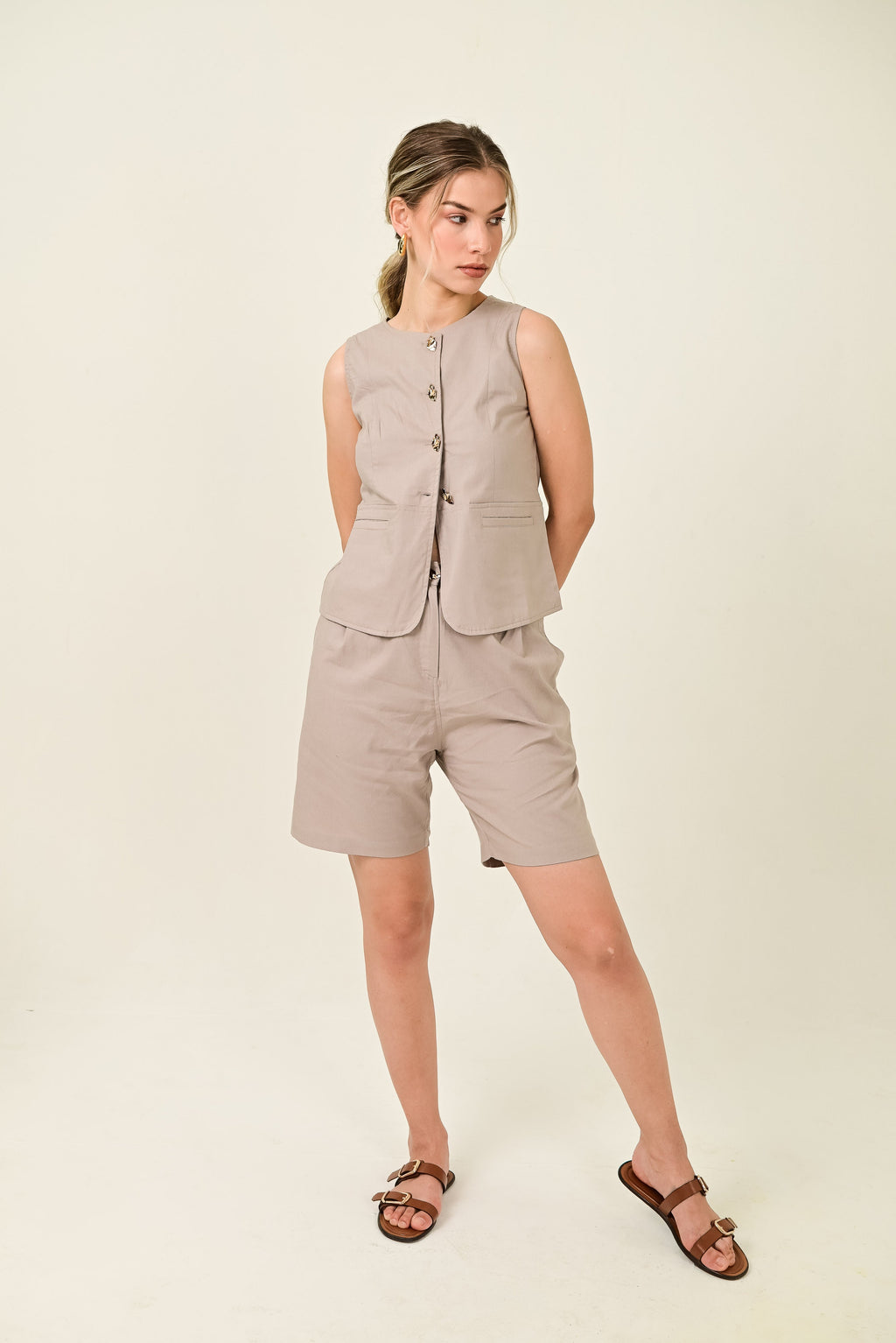 Taupe Atelier Vest Set