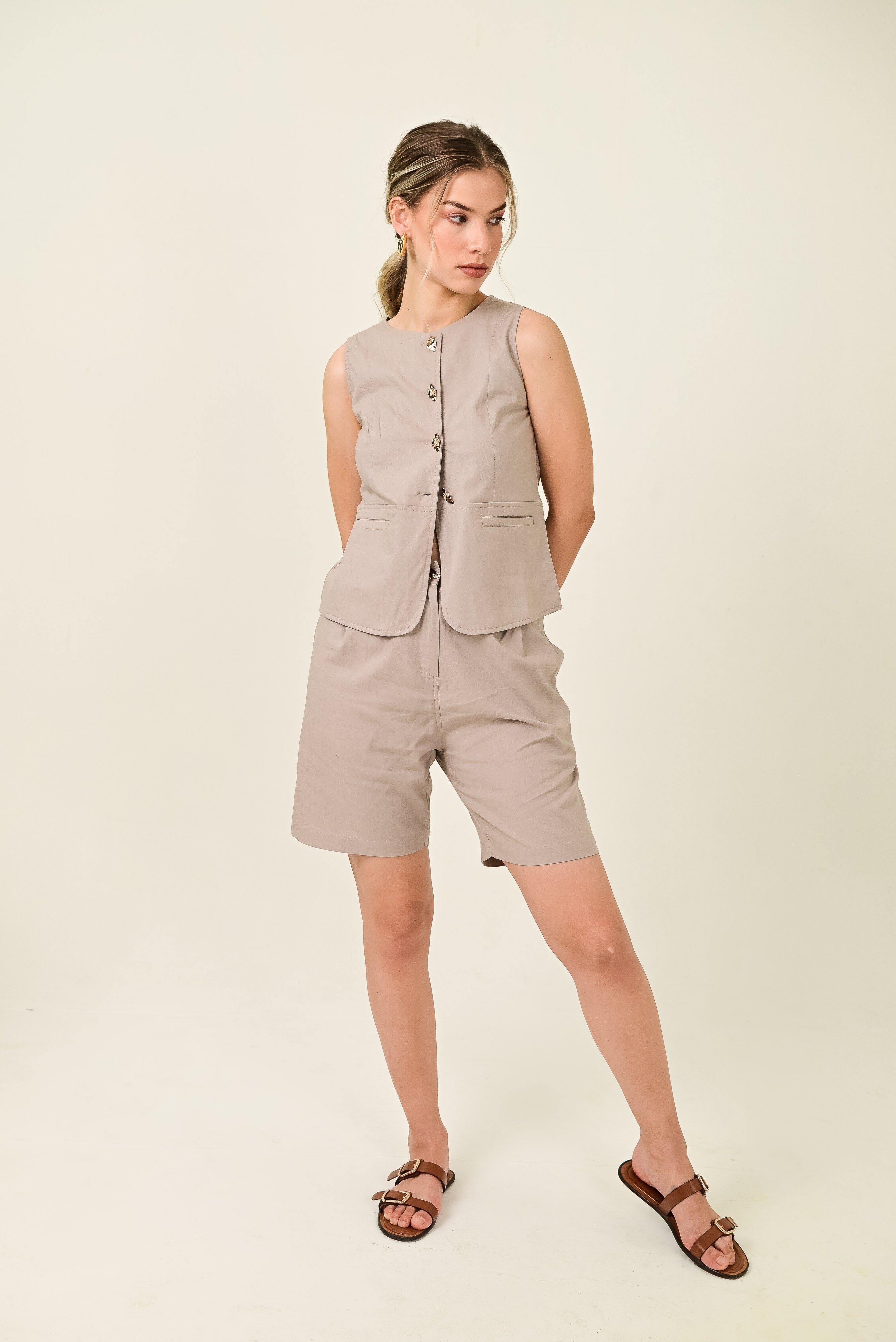 Taupe Atelier Vest Set