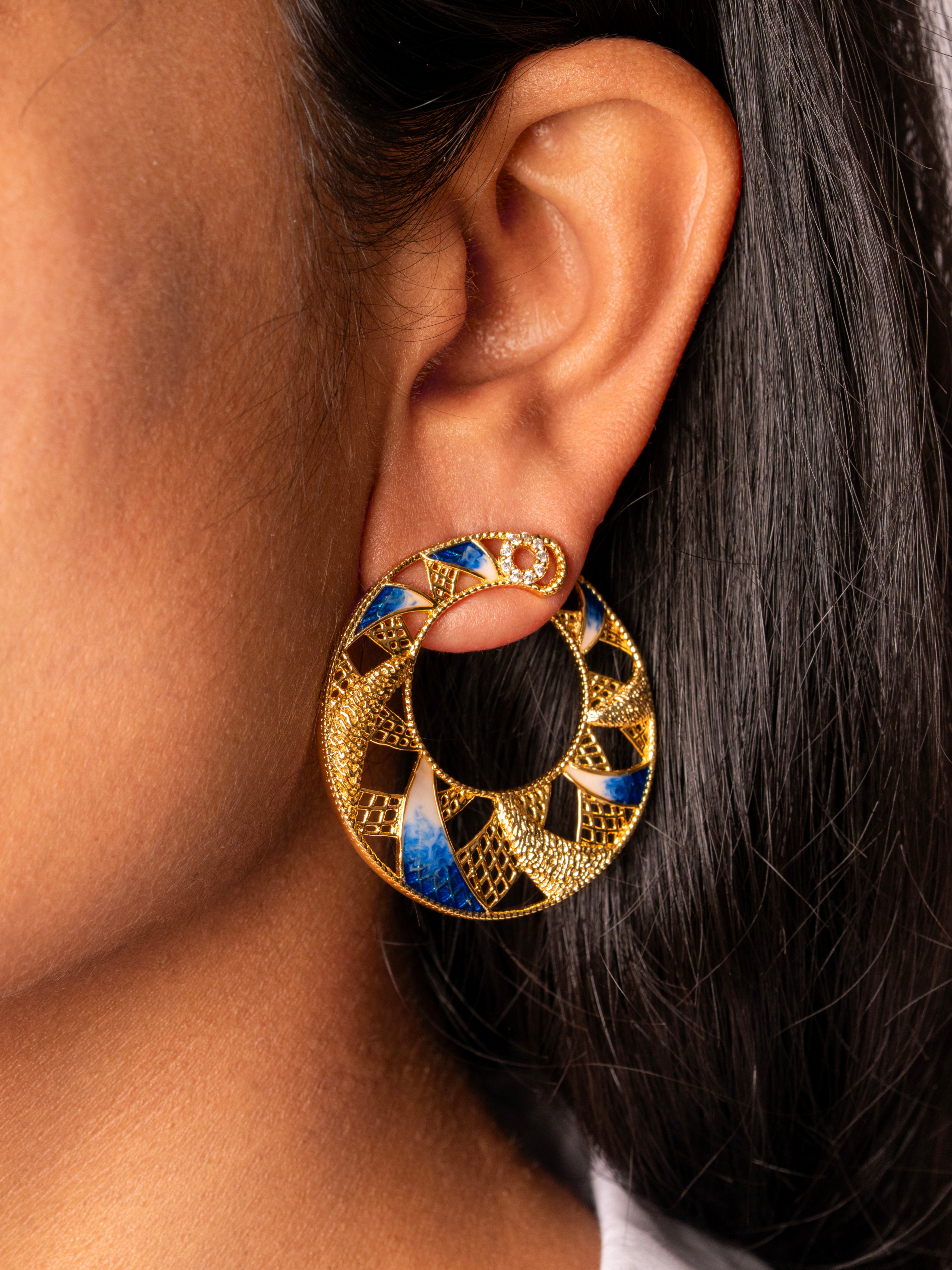 Lunara Gold Enamel Hoops