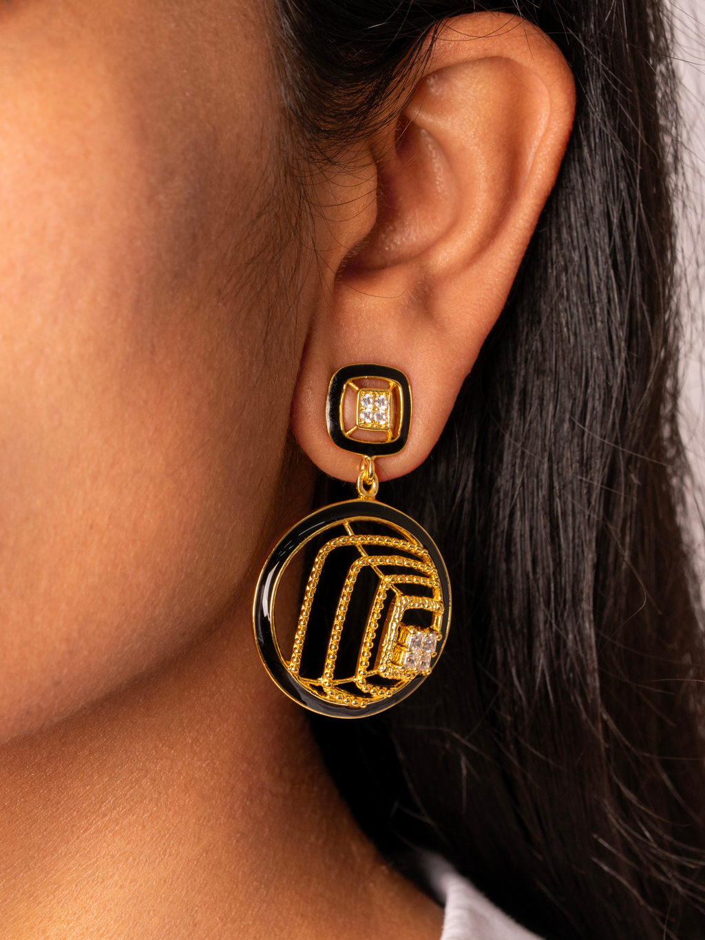 Celestia Gilded Enamel Earrings