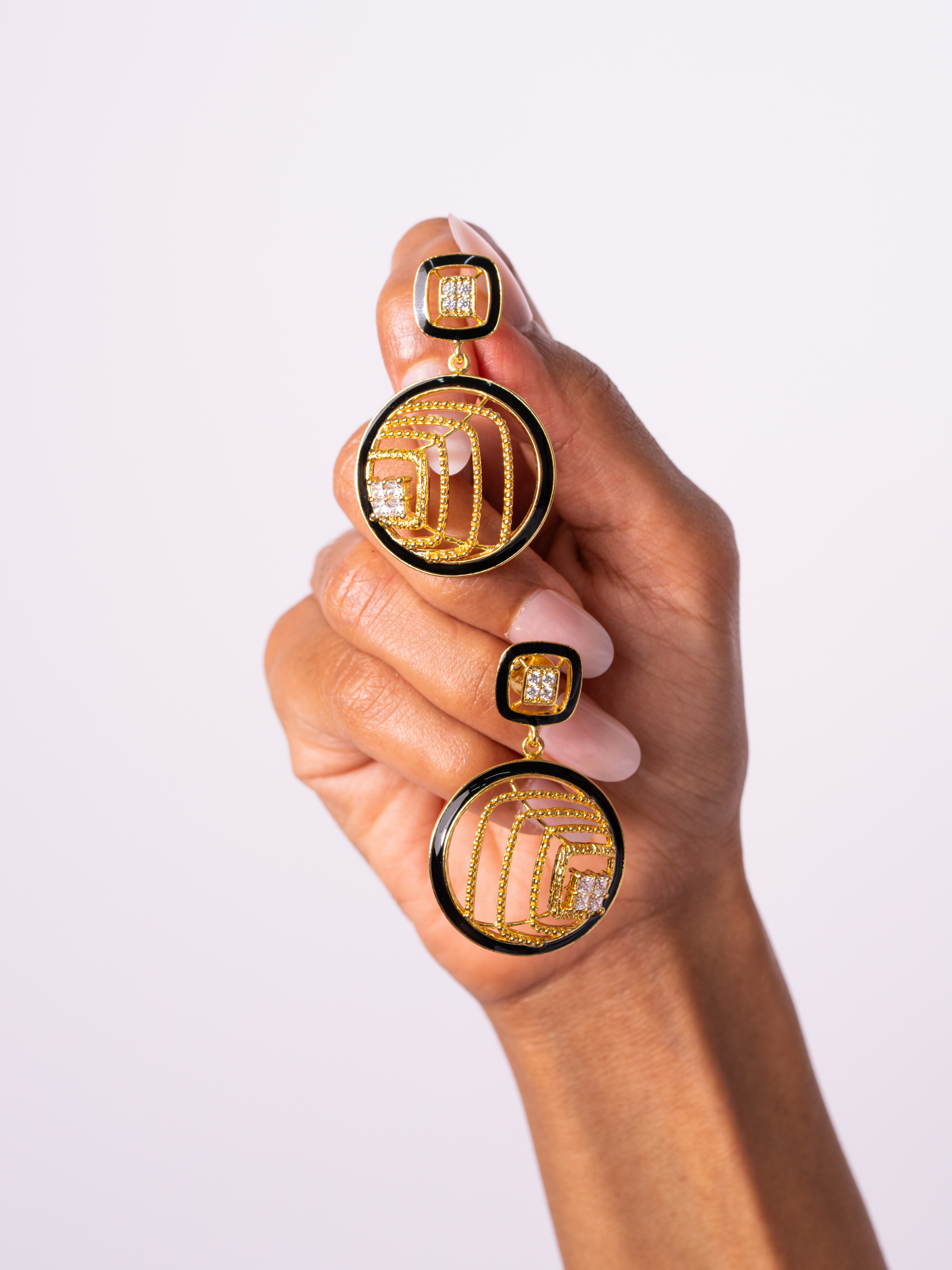 Celestia Gilded Enamel Earrings