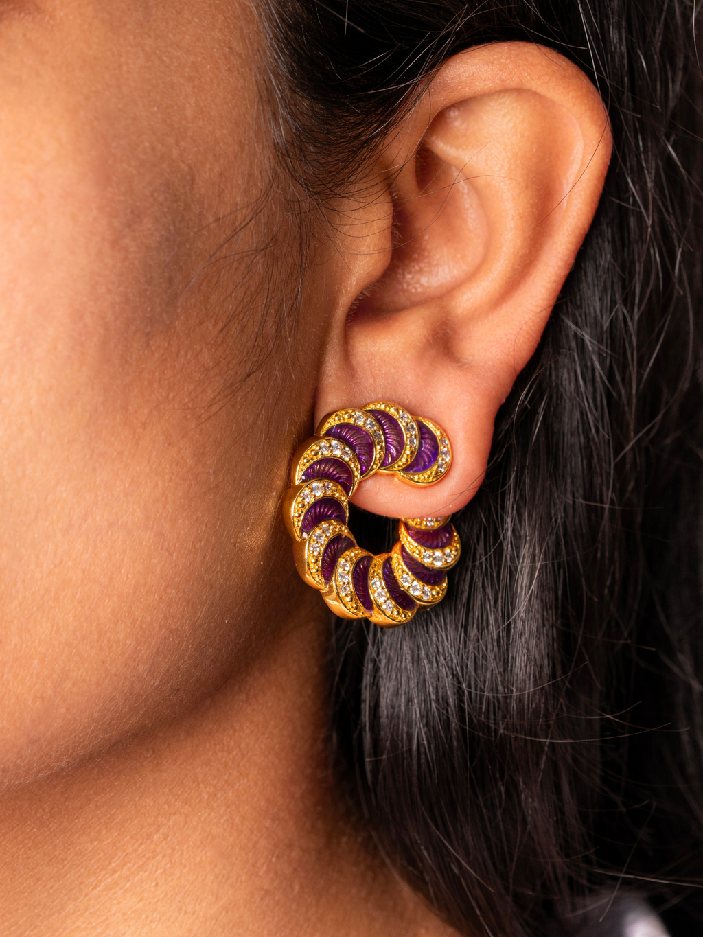 Solene Purple Enamel Hoops
