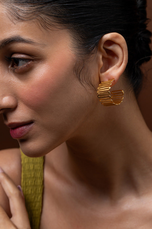 Golden Spiral Meadow Earrings - Gold