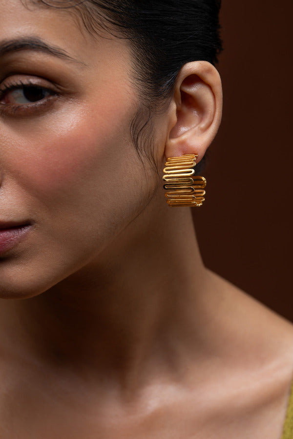 Golden Spiral Meadow Earrings - Gold