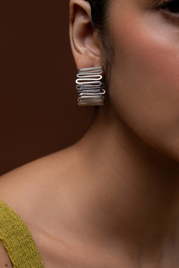 Silver Spiral Meadow Earrings - Silver