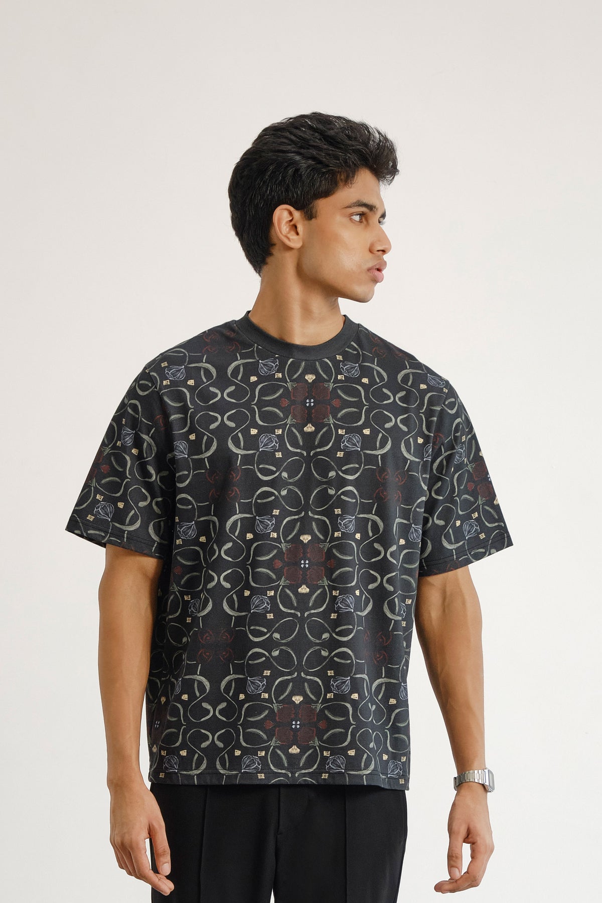 Printed Botanic Jali  T-shirt — T-Shirts, The Curated Collective