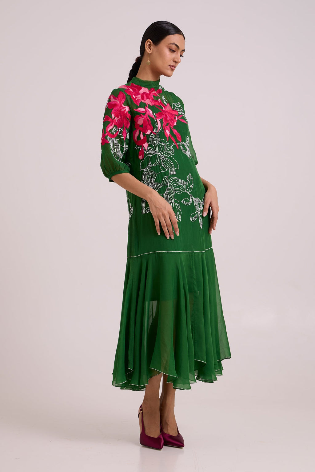 Reine - Soft Bloom Organza Long Dress