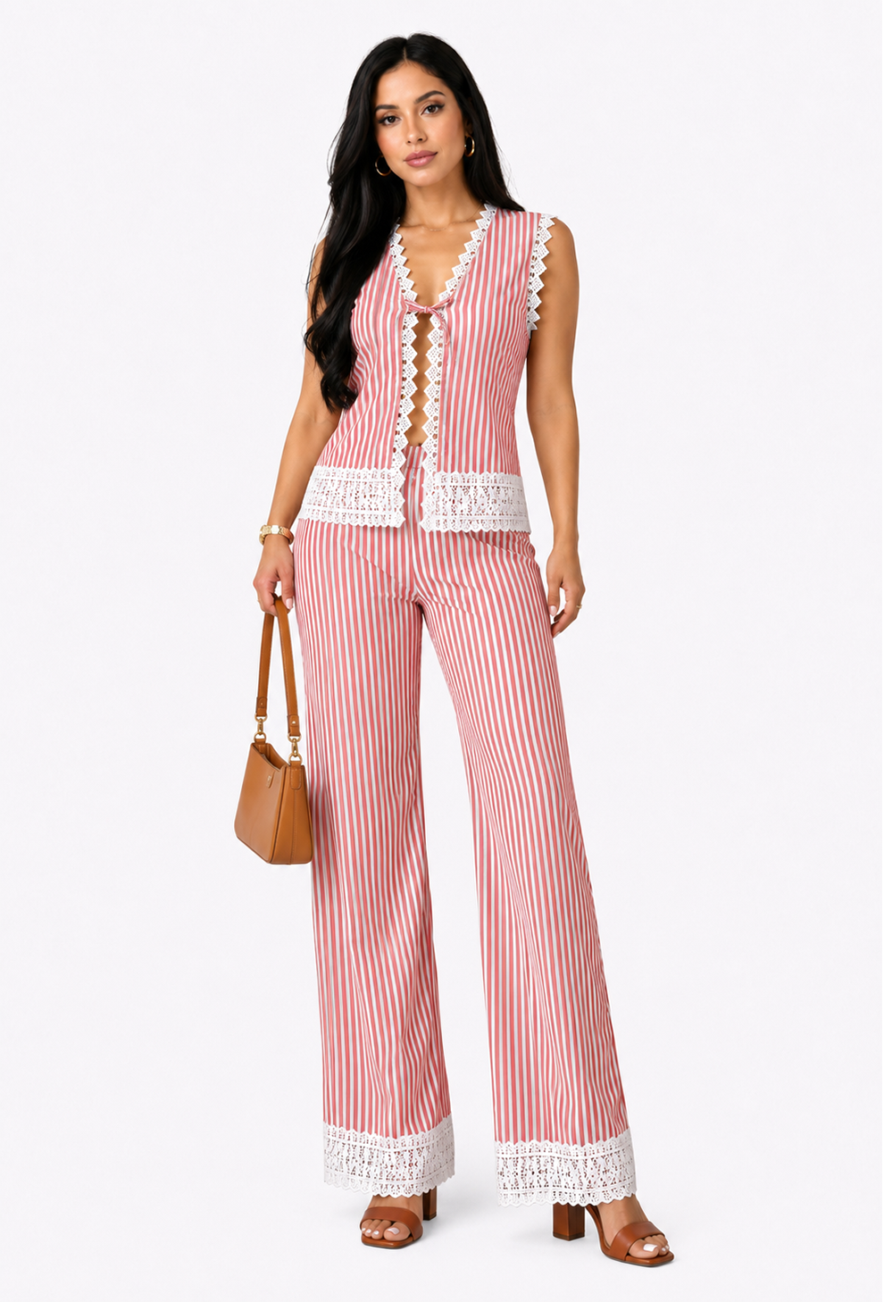 Stripes Cotton Lace Co-ord Set