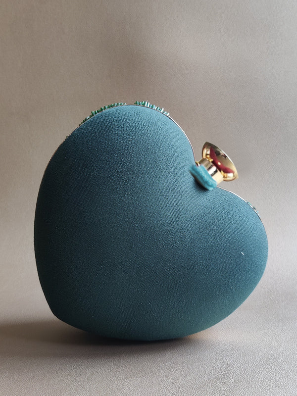 Bottle Green Floral Heart Bag