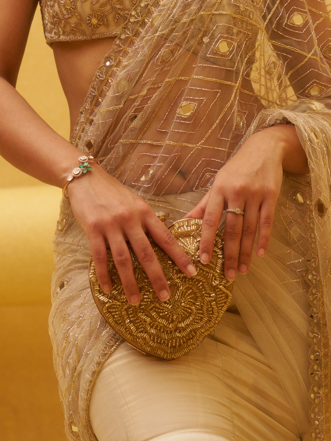 Gold Floral Heart Bag