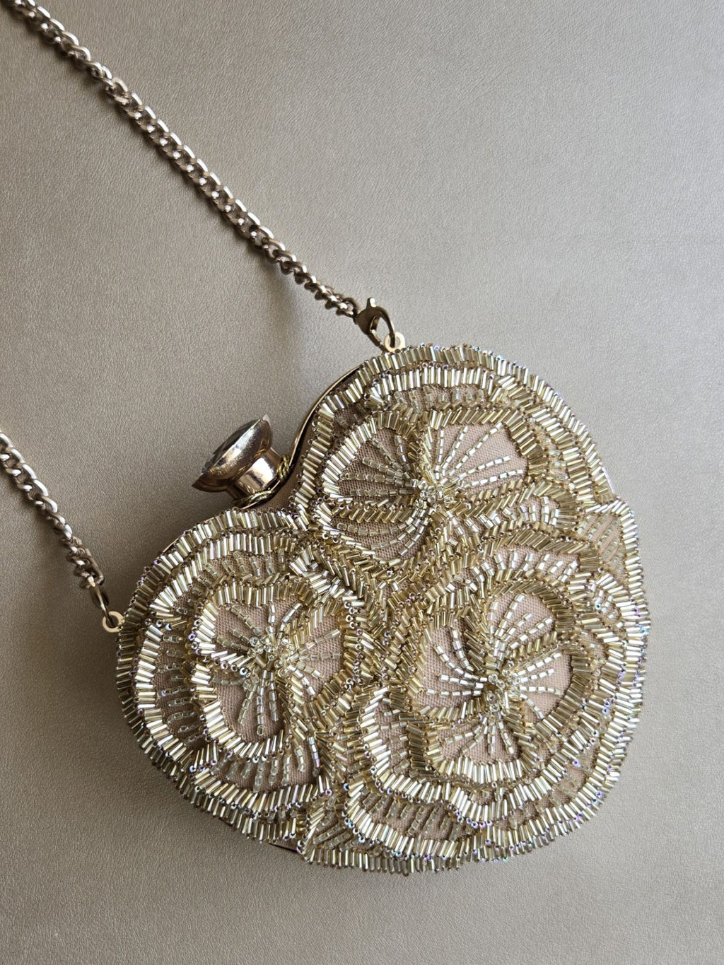 Gold Floral Heart Bag