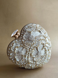 Pearl White Floral Heart Bag