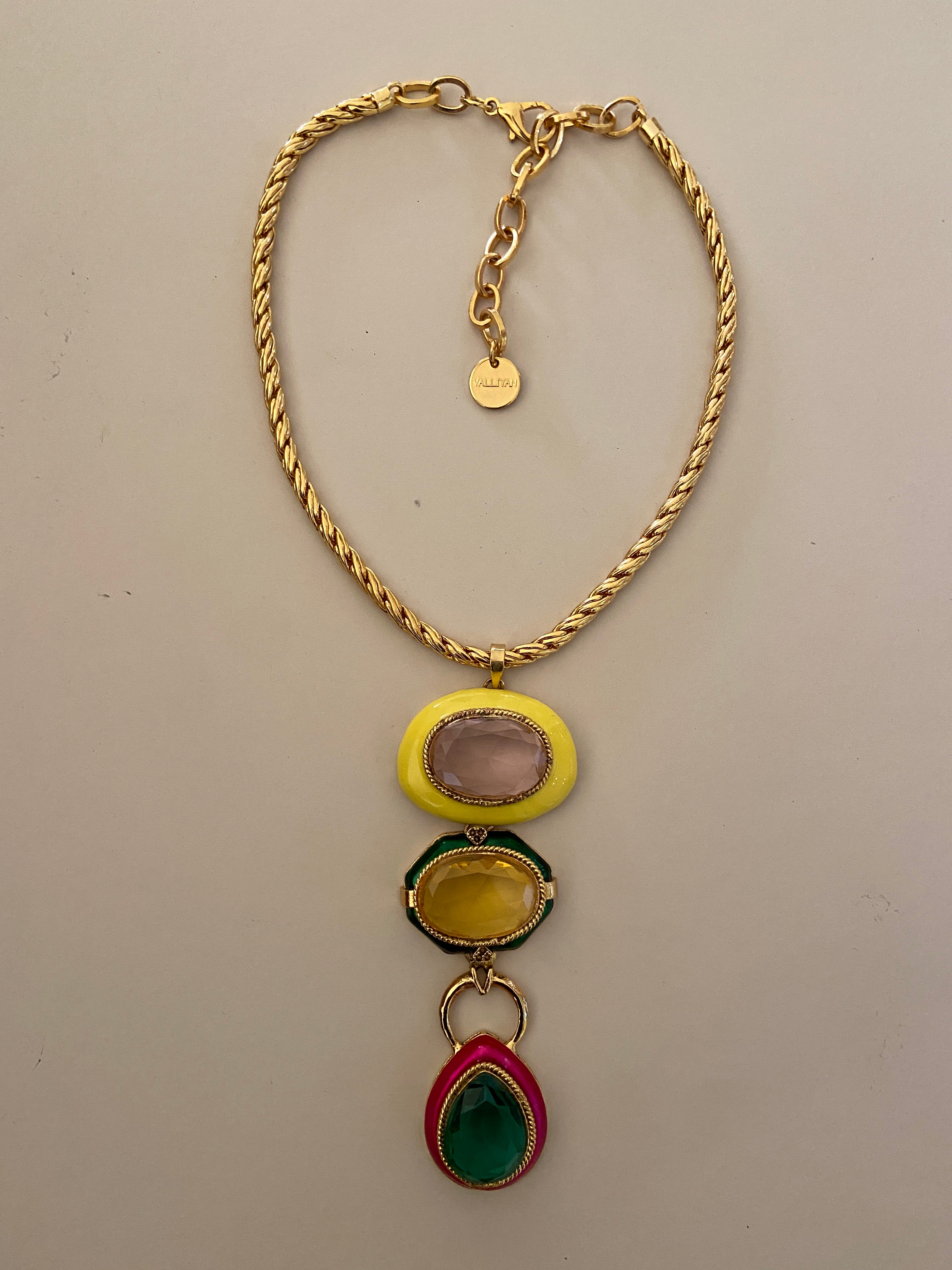 Trinity Stone Medallion Necklace
