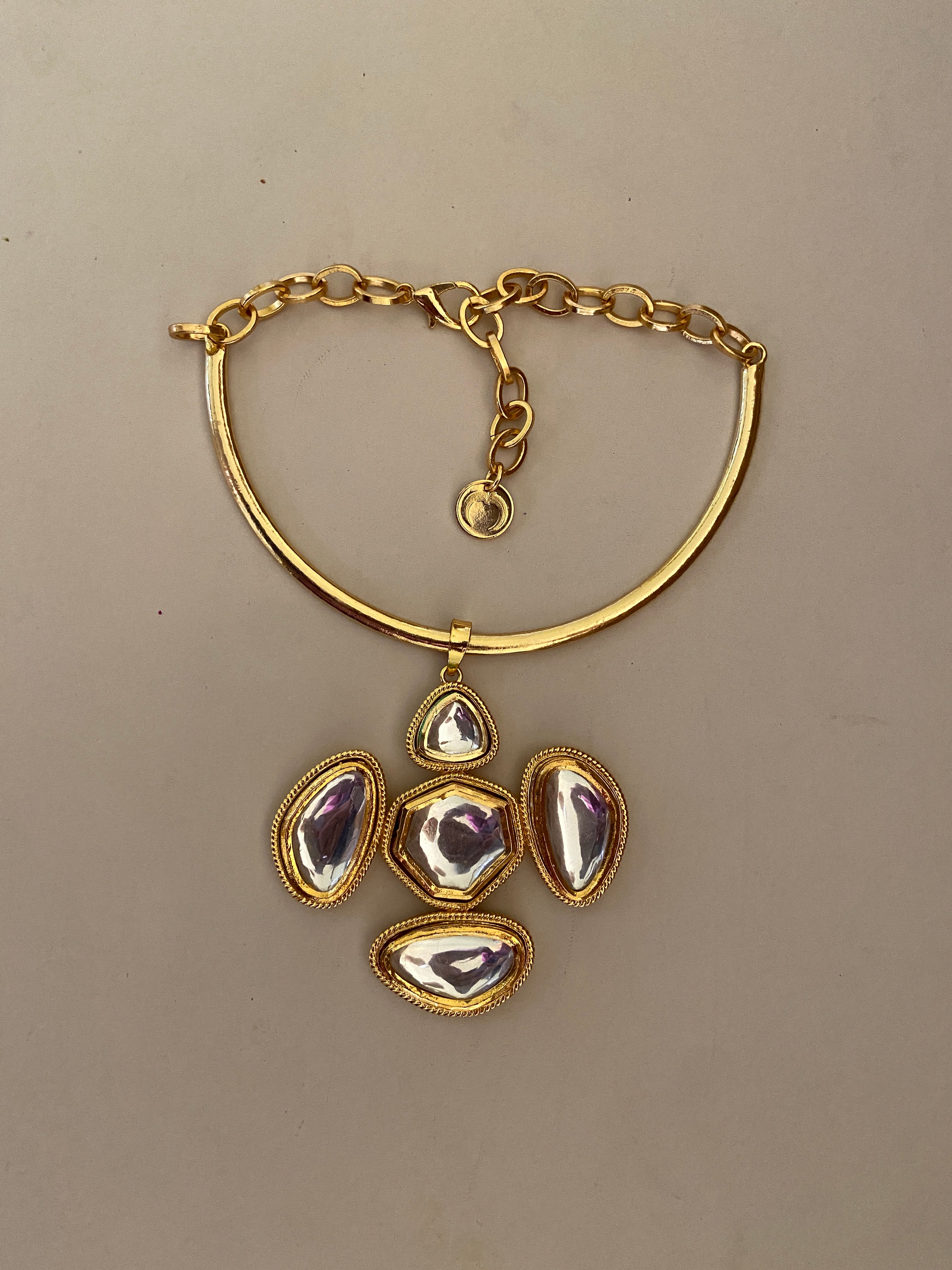 Polki Orb Necklace Gold