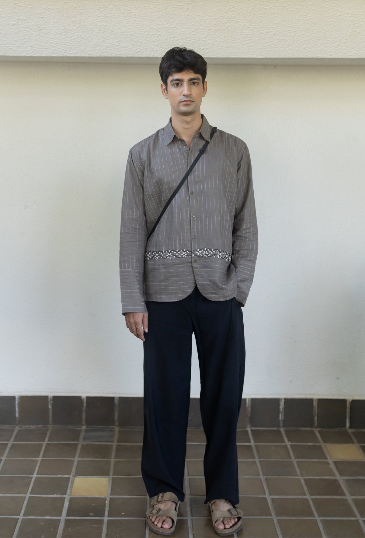 Stone pinstripe shirt — annstudios.in, The Curated Collective
