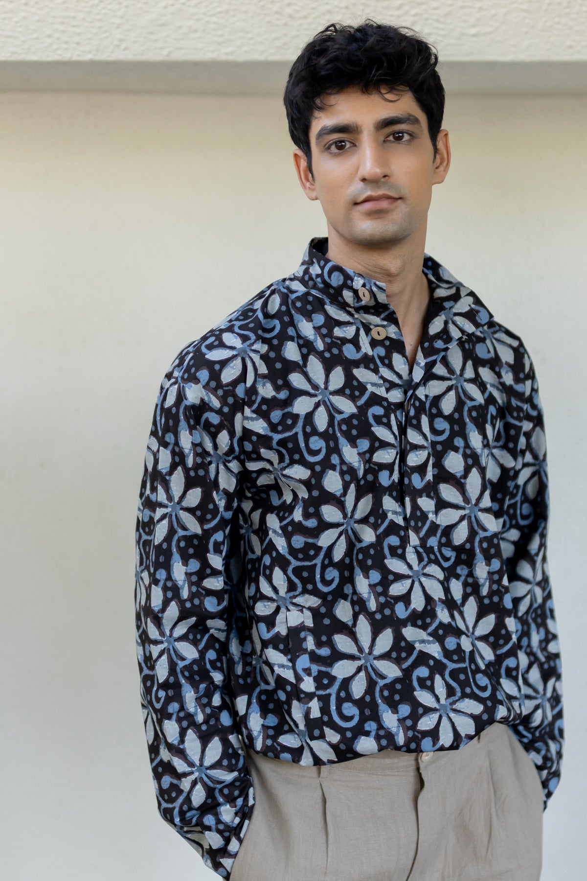 Batik gathered hem shirt view 2 — annstudios.in, The Curated Collective