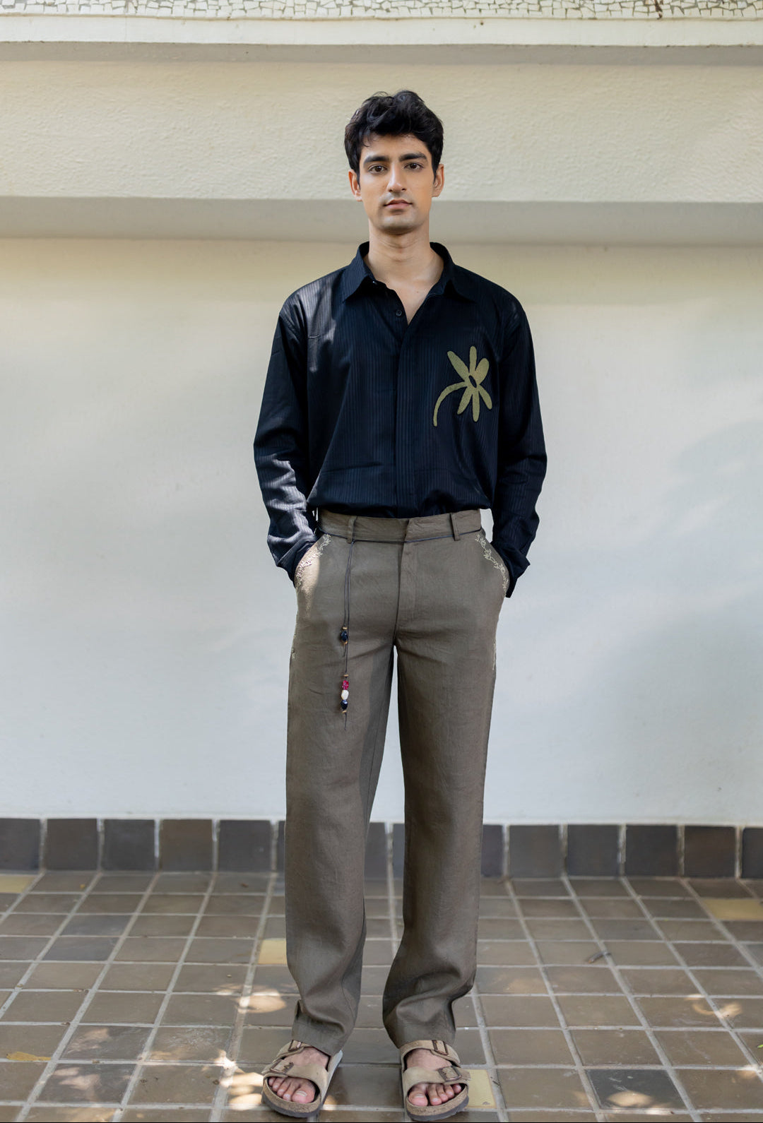 Olive embroidered trousers — annstudios.in, The Curated Collective