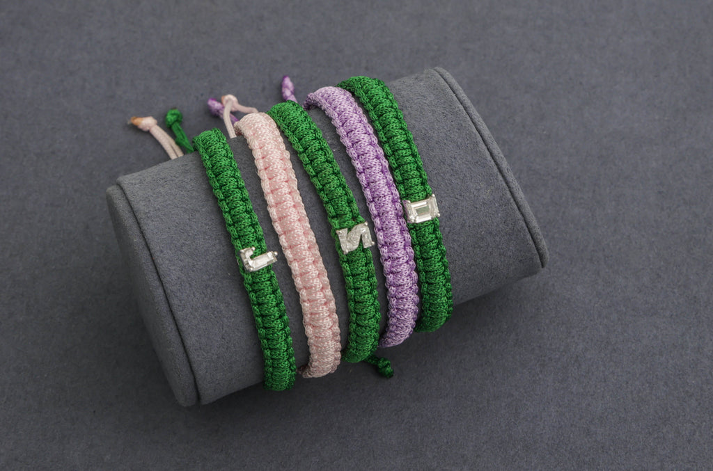 Thread letter bracelets - Letters A through Z