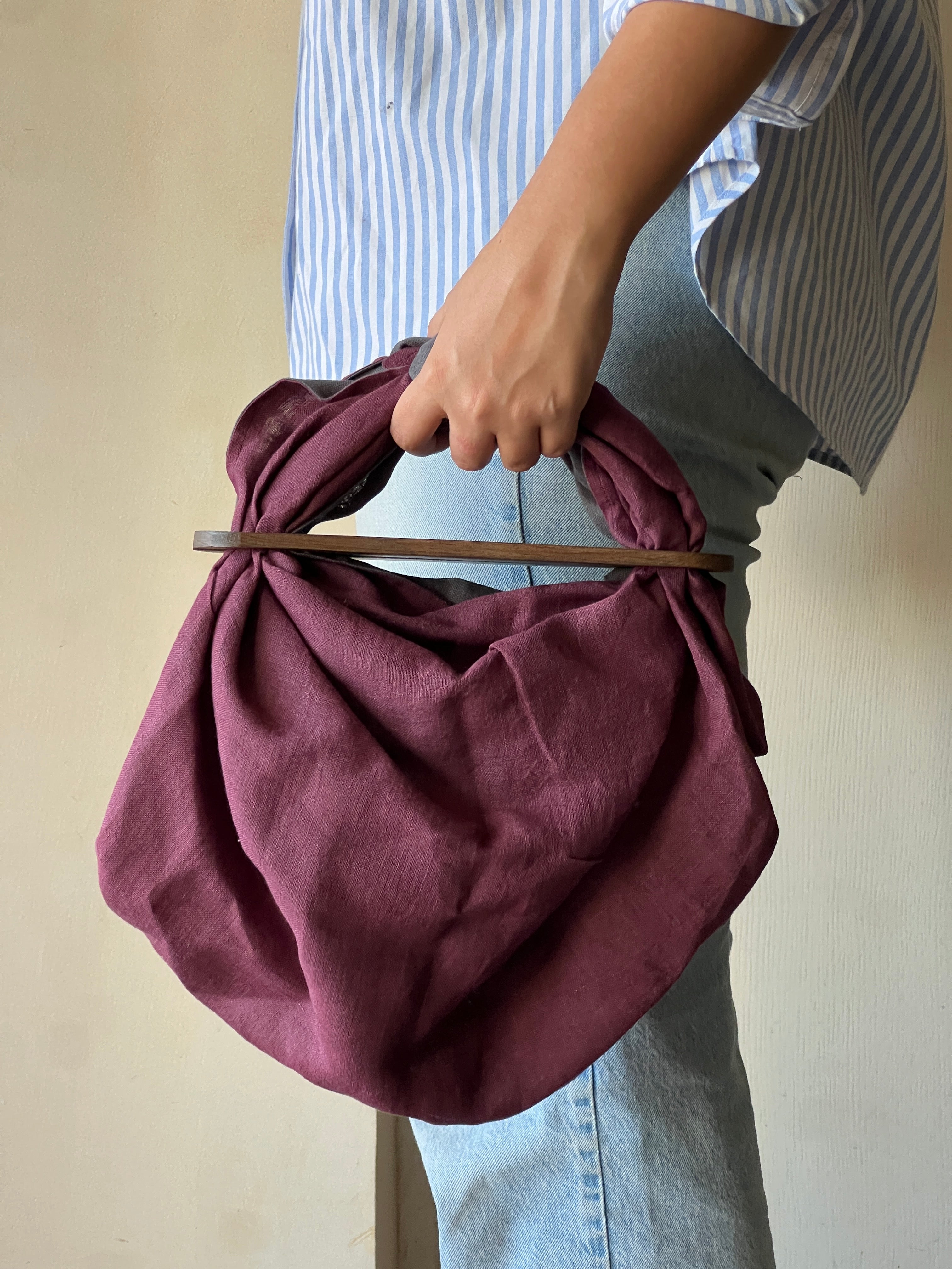 LINEN BEACH HANDBAGS - WINE